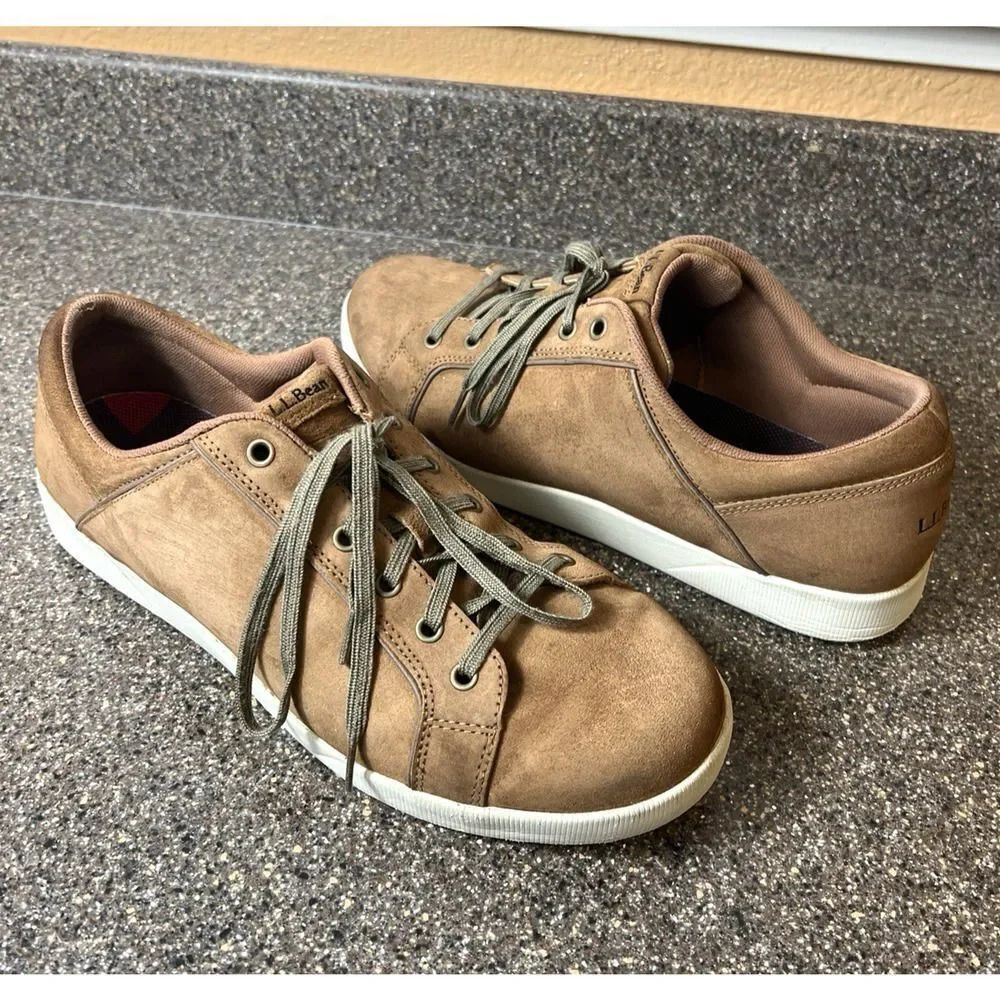 L.L. Bean Nubuck Comfort Casual Sneaker Shoes Mens Sz 13M Tan Oxford Lace Up Low